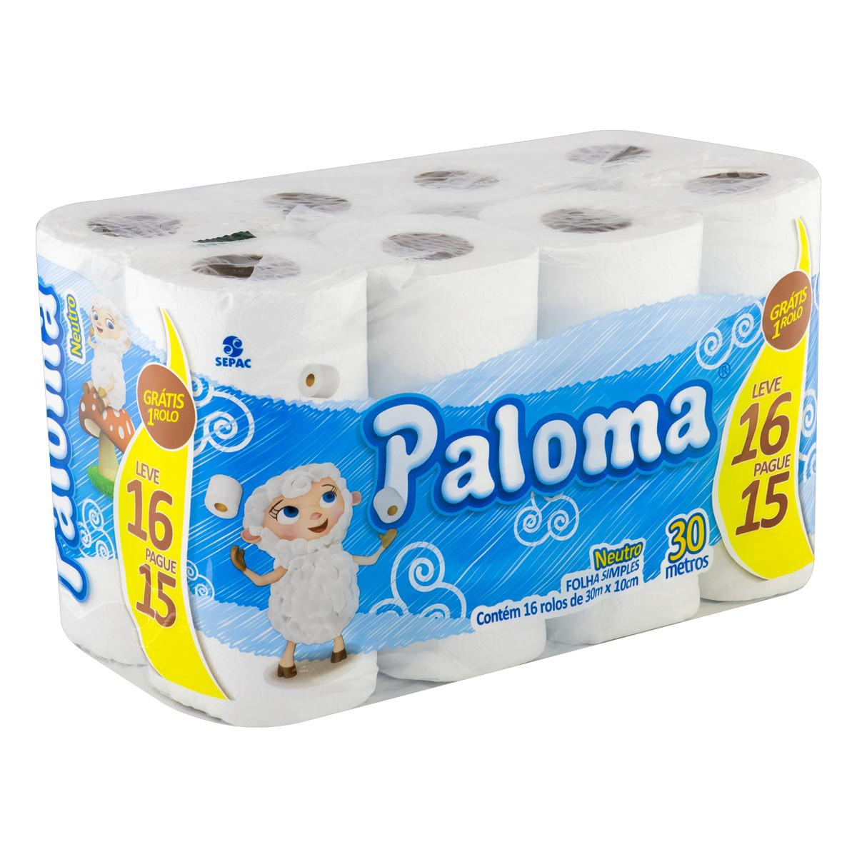 Imagem do produto Papel Higiênico Paloma F Simples 30m 04x16 Neut