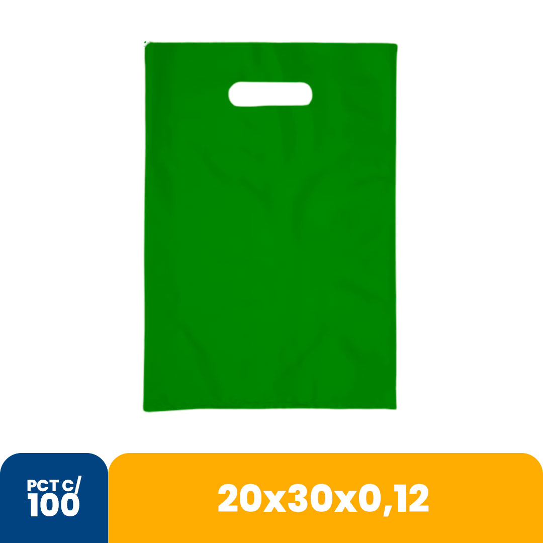 Imagem do produto Sacola Color 20x30x012 Alca Vazada Com 100 - Verde