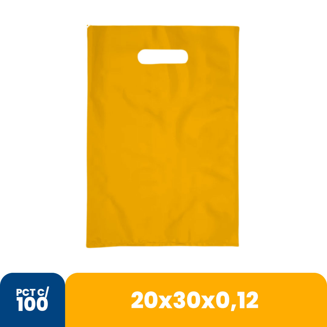 Imagem do produto Sacola Color 20x30x012 Alca Vazada Com 100 - Amarelo