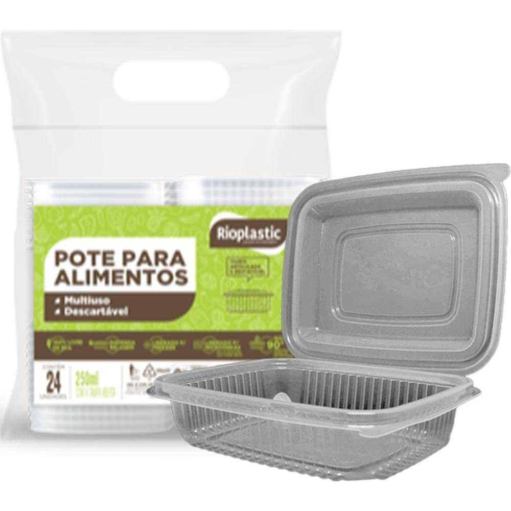 Imagem do produto Pote Retangular C/Tampa 250ml 12X24 Rioplastic