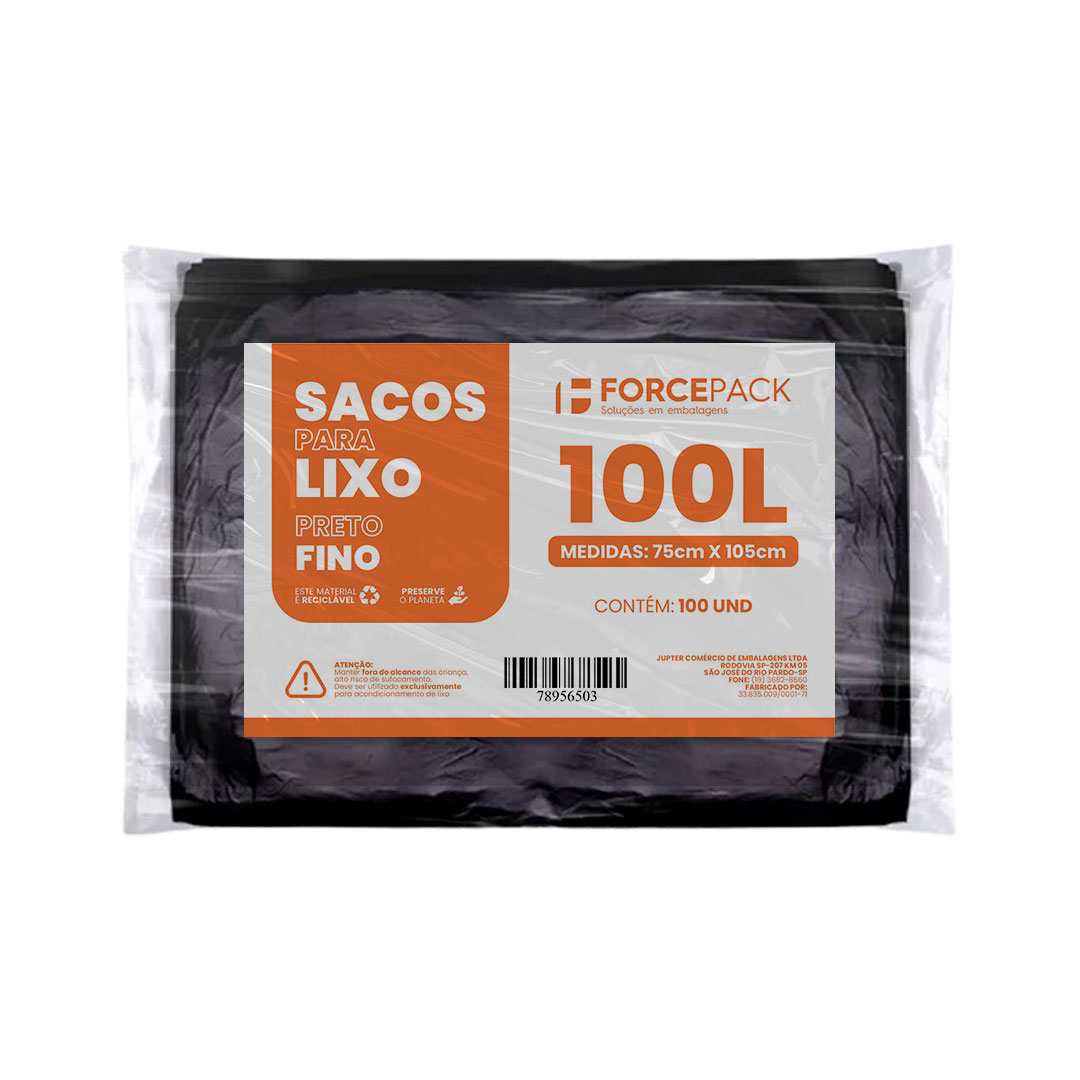 Imagem do produto Saco Lixo Preto Fino 100l Com 100 Forcepack