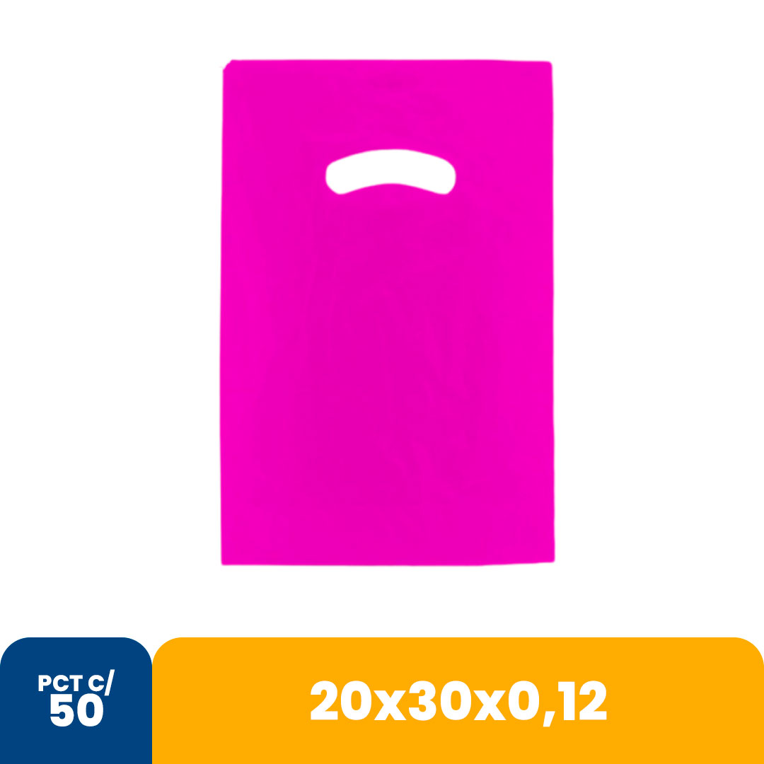 Imagem do produto Sacola Color 20 X30 X0,12 Alca Vazada C/50 - Rosa
