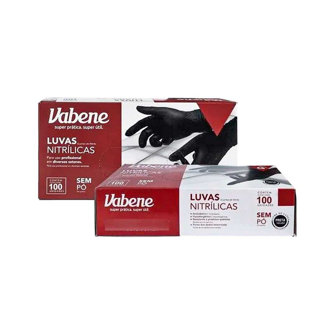 Imagem do produto Luva Nitrilica Preta C/100 Cx/10 Vabene - M