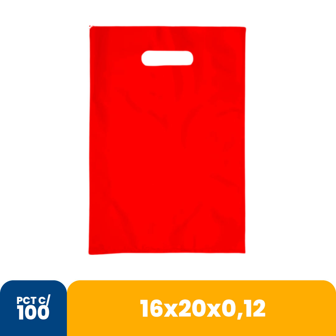 Imagem do produto Sacola Color 16x20x012 Alca Vazada Com 100 - Vermelho