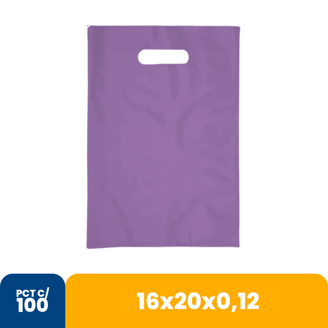 Imagem do produto Sacola Color 16x20x012 Alca Vazada Com 100 - Lilás