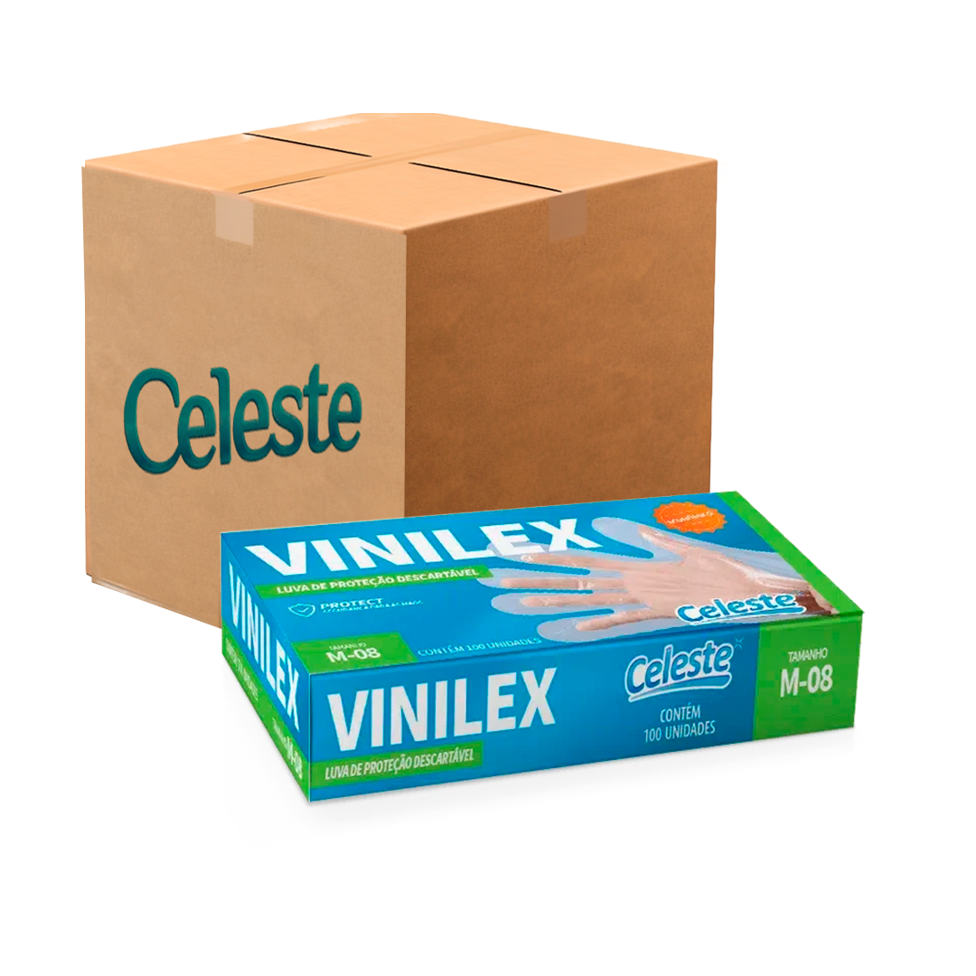 Imagem do produto Luva Viniflex Translúcida Com 100 Celeste - M