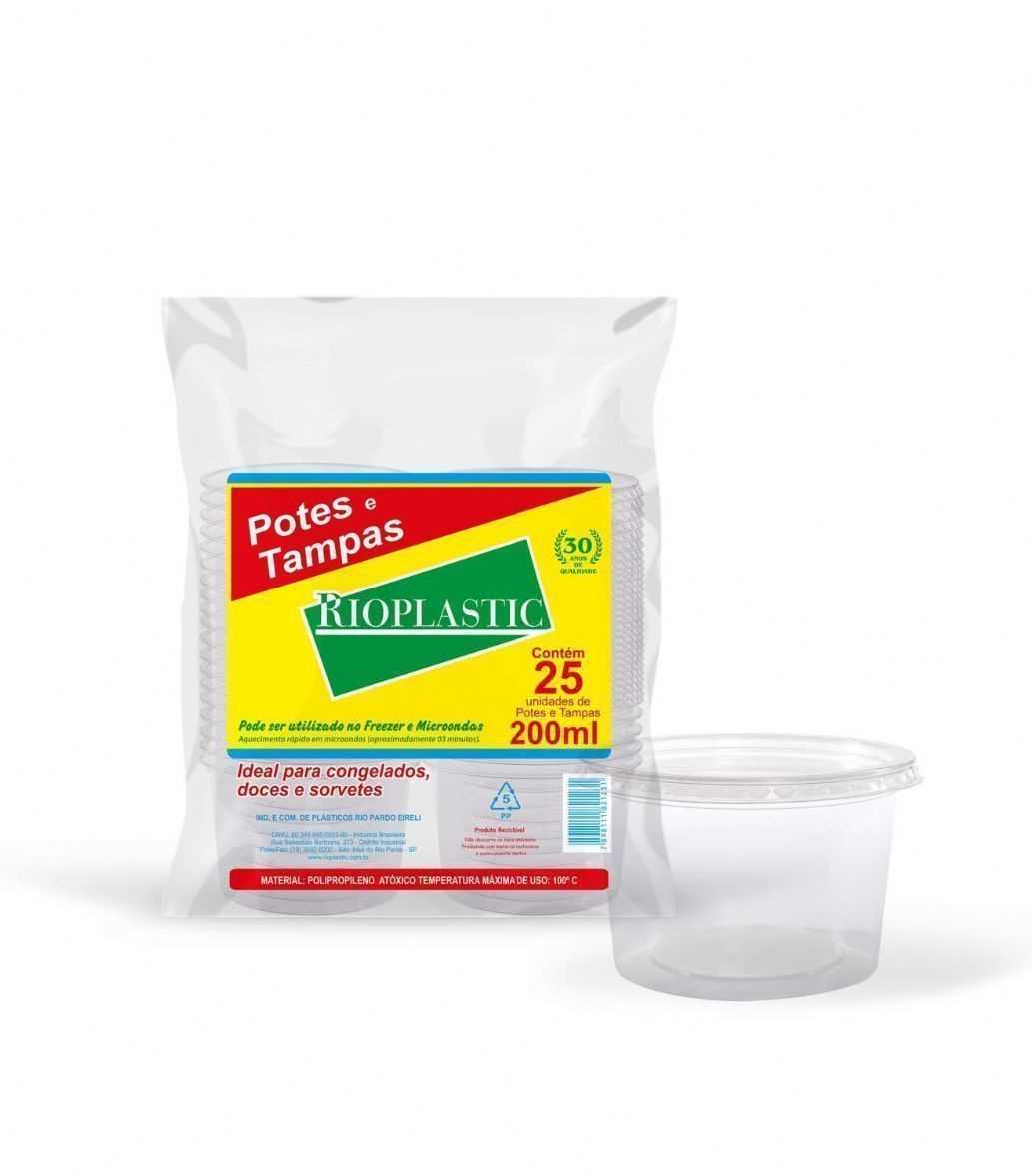 Imagem do produto Kit Pote/Tampa 200ml 20X25 Rioplastic