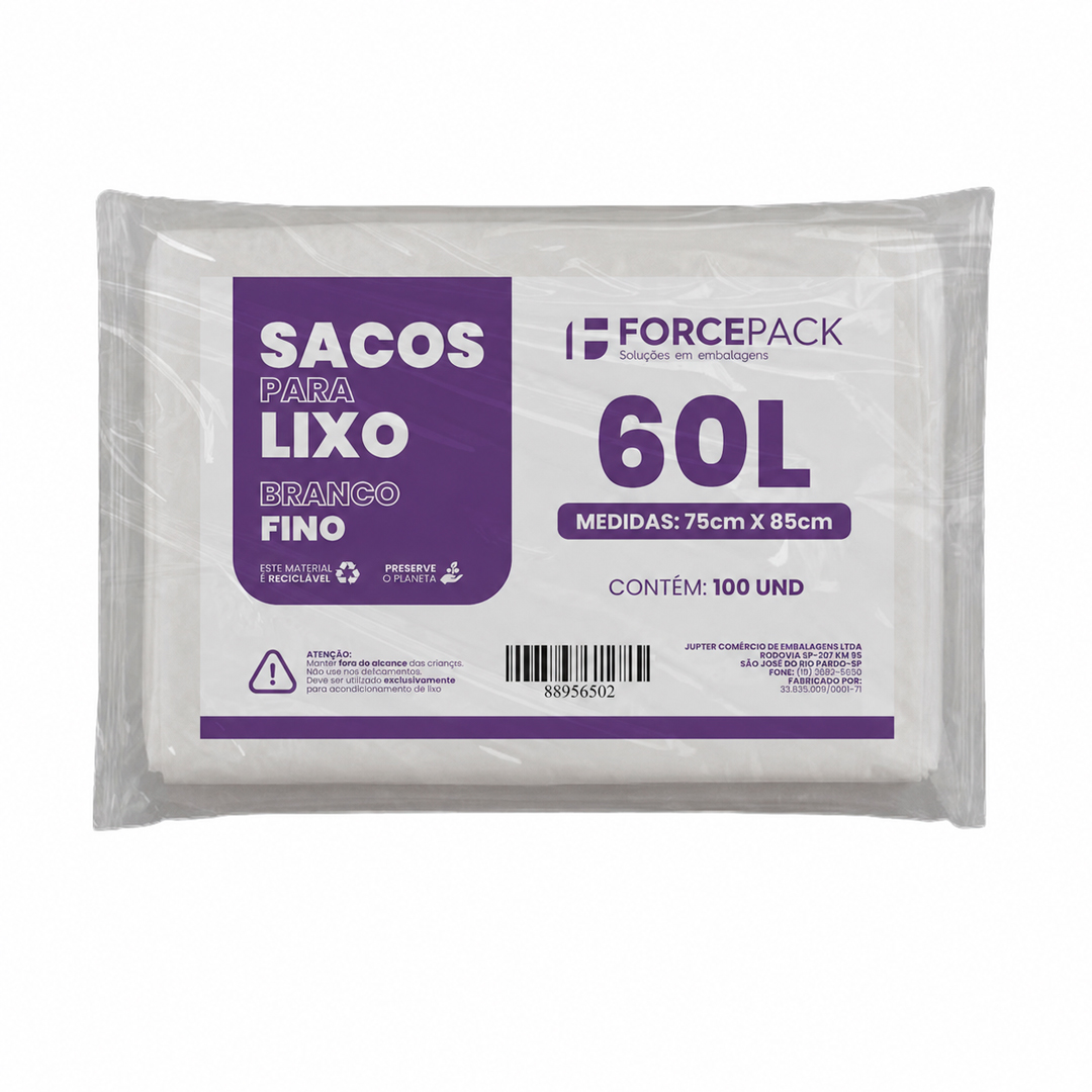 Imagem do produto Saco Lixo Leitoso Fino 60 L C/100 Forcepac