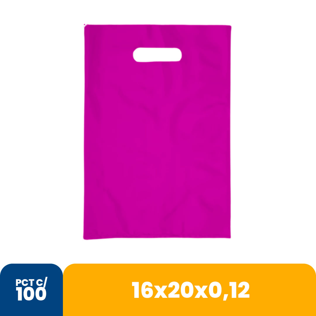 Imagem do produto Sacola Color 16x20x012 Alca Vazada Com 100 - Rosa